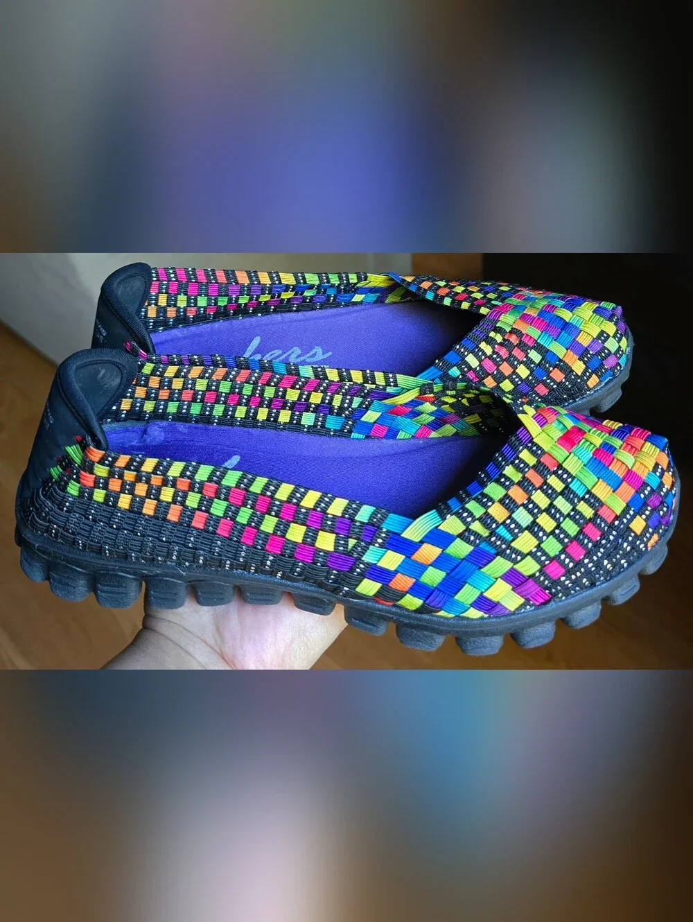 Sz 7 Women's SKECHERS EZ FLEX 2 - DELPHI Lightweight Rainbow Multicolor Woven Me